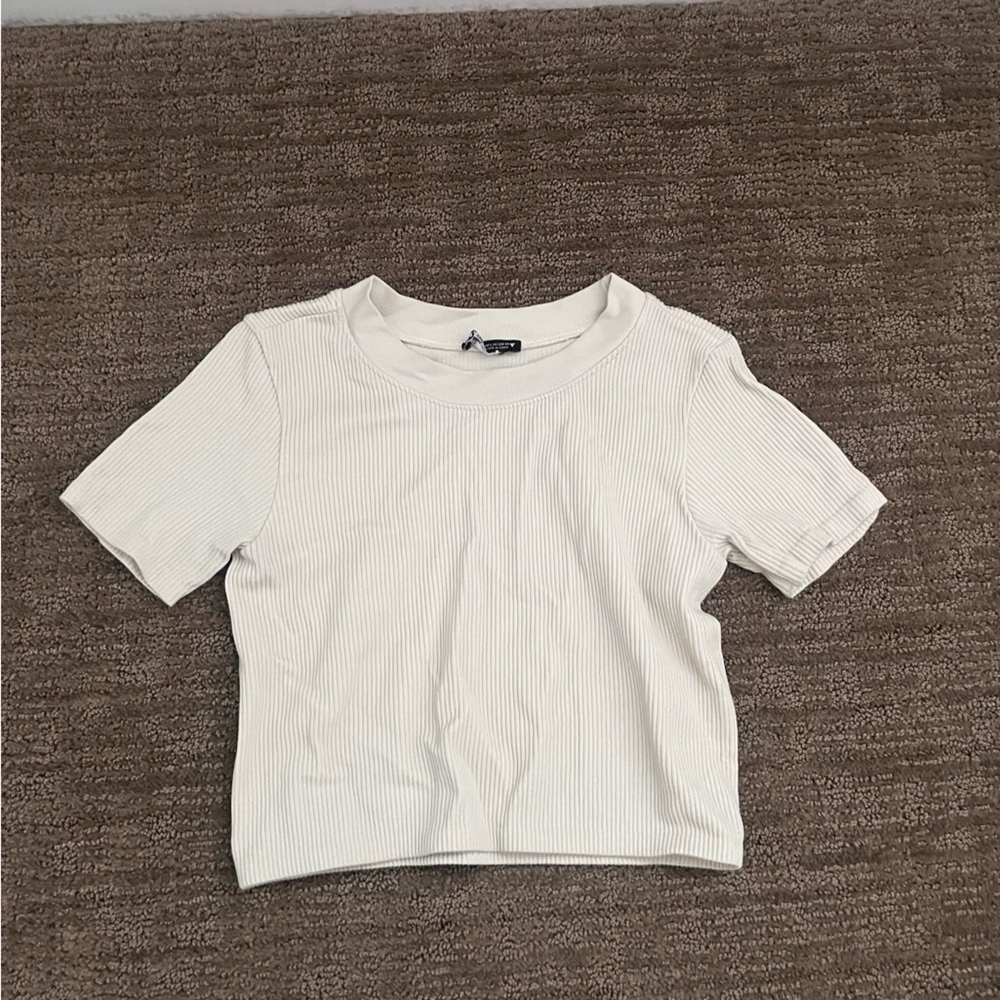 cream ribbed tee